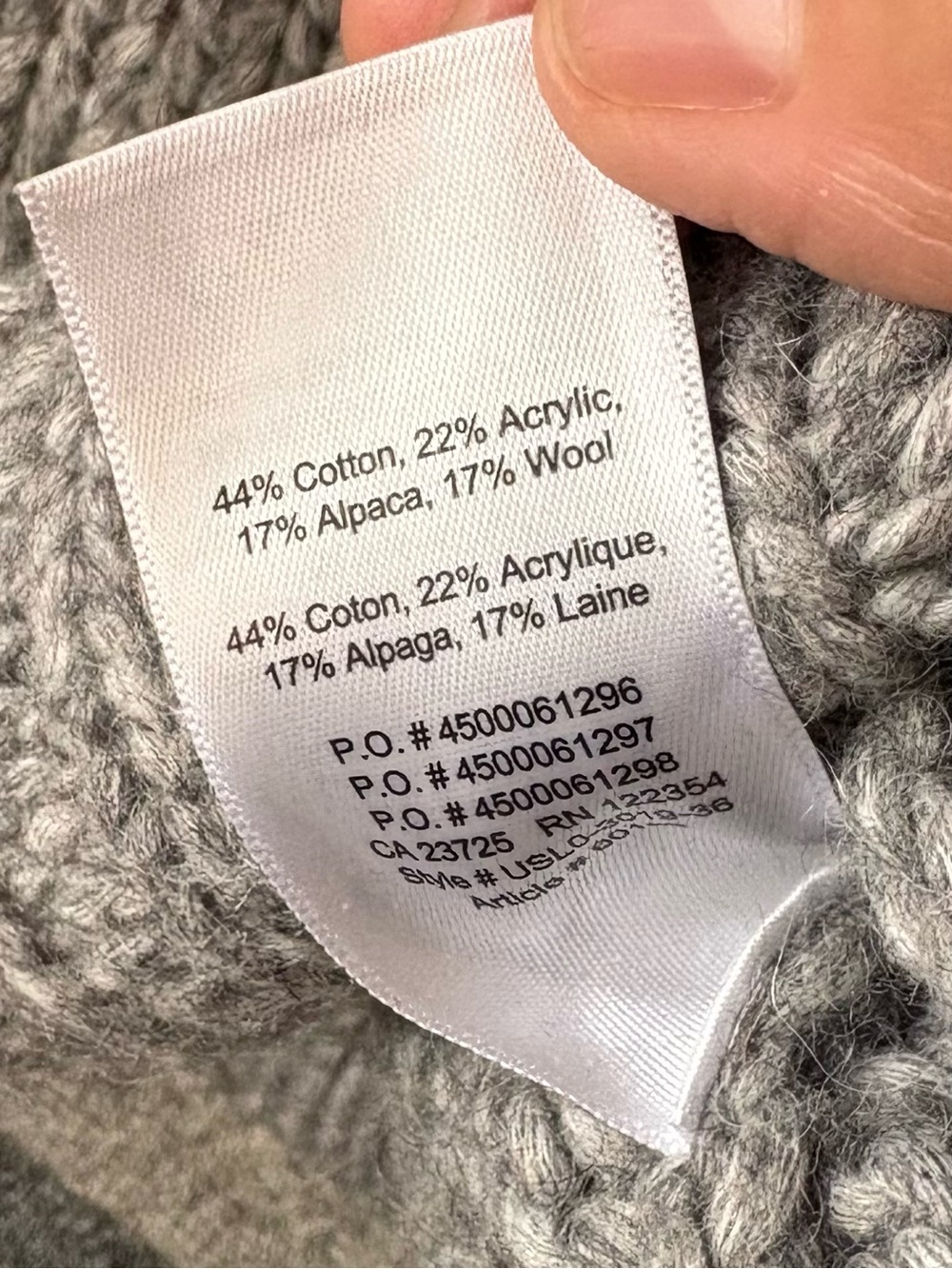 Aritzia Babaton Light Gray Marled Knit Merino Wool & Alpaca Sweater Small EUC - Picture 5 of 7